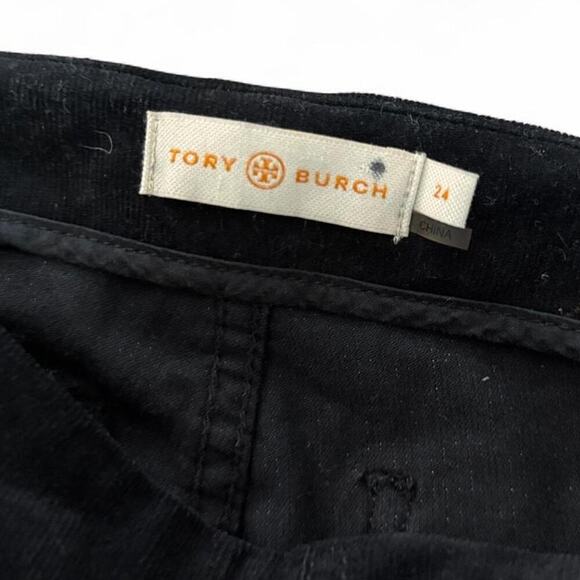 Tory Burch black corduroy straight Skinny leg pants  Size 24 - Picture 2 of 7